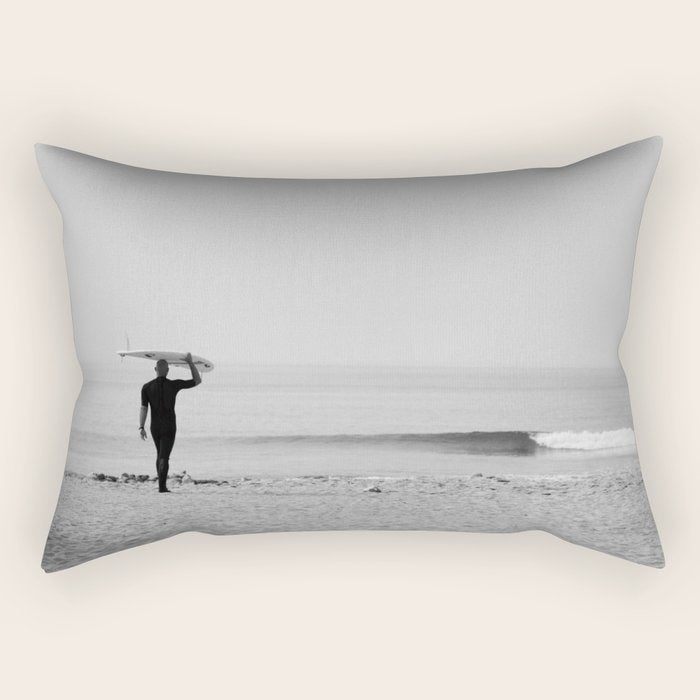 Surf Photography Print, Malibu California, Surf Art, Surf Decor, Black and White Print, Wall Art Rectangular Pillow Gallery Image 1