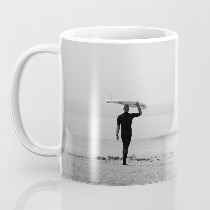 Surf Photography Print, Malibu California, Surf Art, Surf Decor, Black and White Print, Wall Art Coffee Mug Gallery Image 3