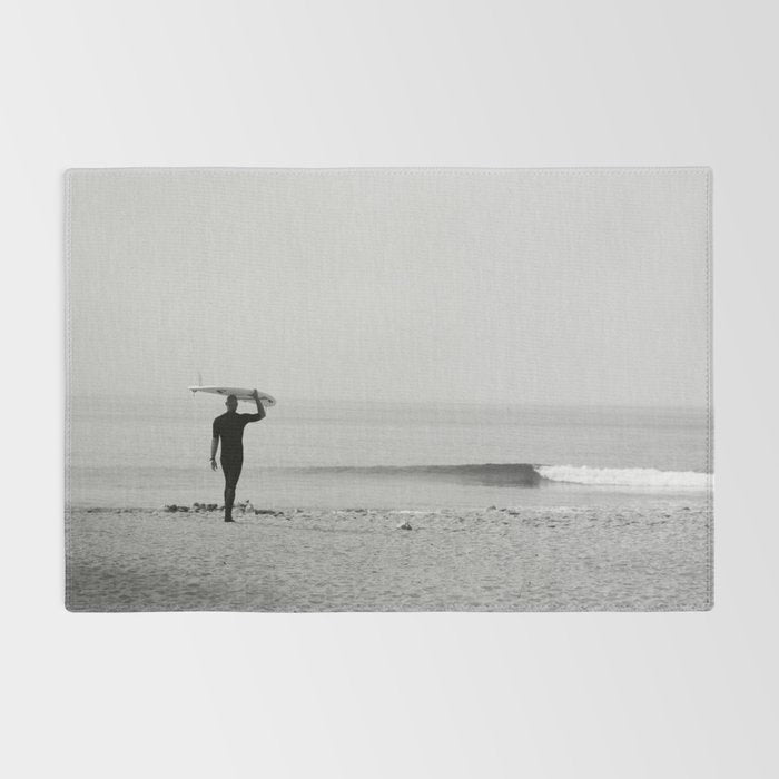 Surf Photography Print, Malibu California, Surf Art, Surf Decor, Black and White Print, Wall Art Rug Gallery Image 2