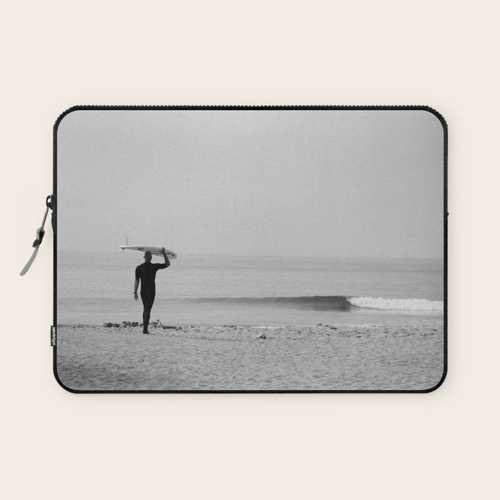 Surf Photography Print, Malibu California, Surf Art, Surf Decor, Black and White Print, Wall Art Laptop Sleeve Gallery Image 1