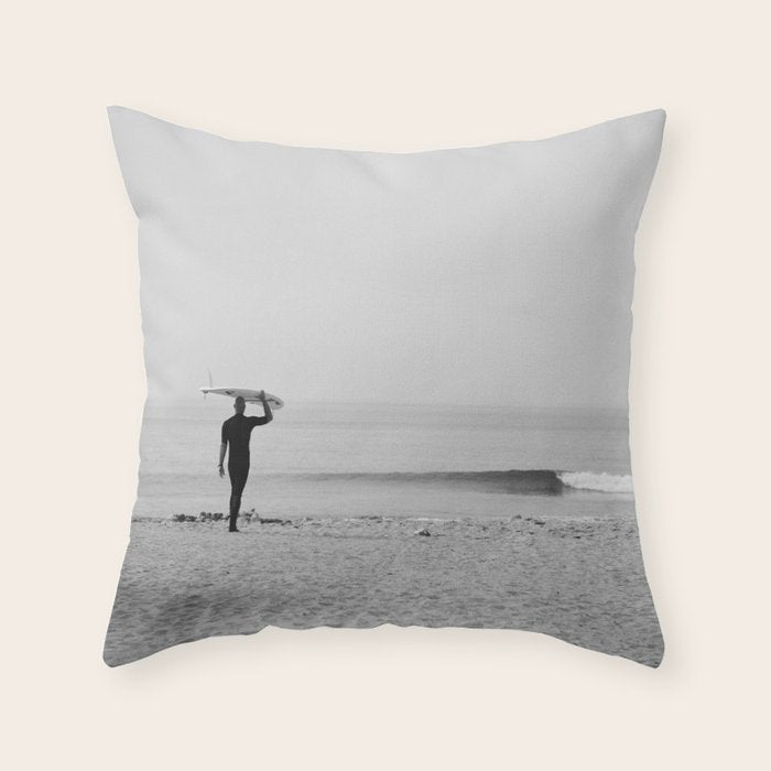 Surf Photography Print, Malibu California, Surf Art, Surf Decor, Black and White Print, Wall Art Throw Pillow Gallery Image 6