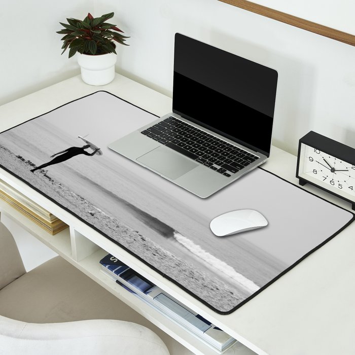 Surf Photography Print, Malibu California, Surf Art, Surf Decor, Black and White Print, Wall Art Desk Mat Gallery Image 2
