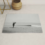Surf Photography Print, Malibu California, Surf Art, Surf Decor, Black and White Print, Wall Art Rug Gallery Image 1