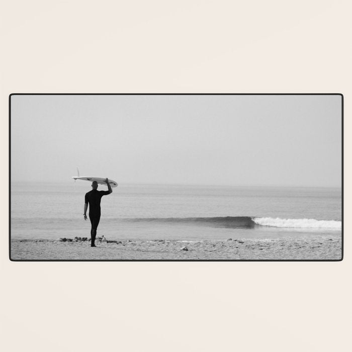 Surf Photography Print, Malibu California, Surf Art, Surf Decor, Black and White Print, Wall Art Desk Mat Gallery Image 3