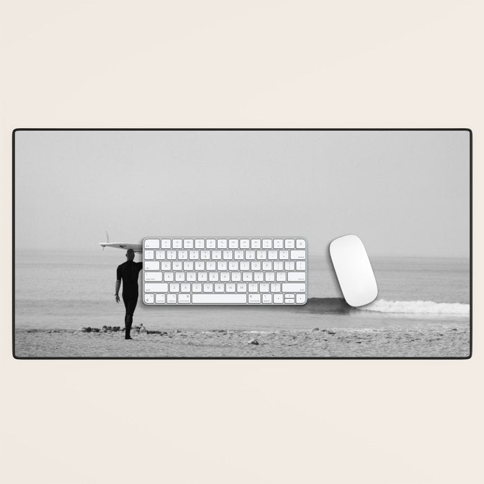 Surf Photography Print, Malibu California, Surf Art, Surf Decor, Black and White Print, Wall Art Desk Mat Gallery Image 1