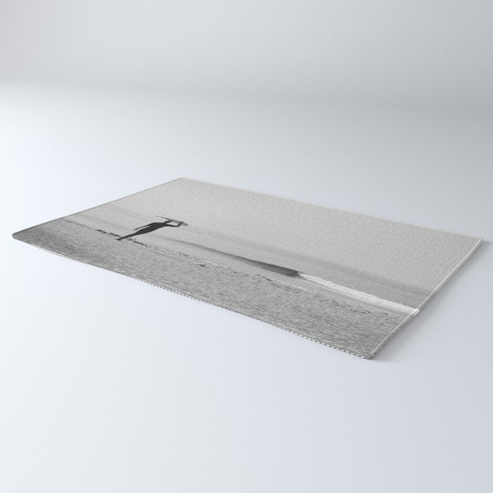 Surf Photography Print, Malibu California, Surf Art, Surf Decor, Black and White Print, Wall Art Rug Gallery Image 3