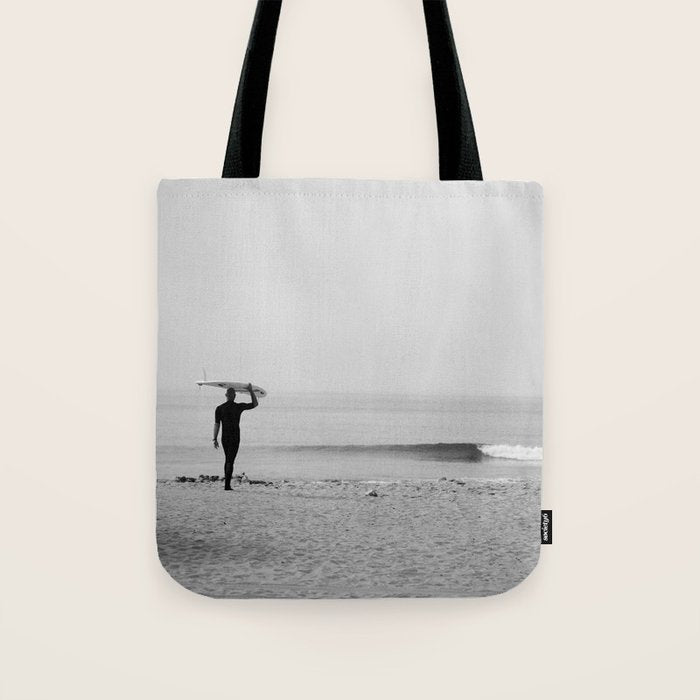 Surf Photography Print, Malibu California, Surf Art, Surf Decor, Black and White Print, Wall Art Tote Bag Gallery Image 1