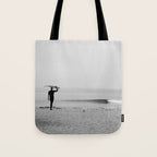 Surf Photography Print, Malibu California, Surf Art, Surf Decor, Black and White Print, Wall Art Tote Bag Gallery Image 1