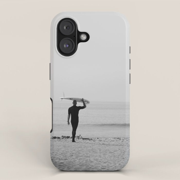 Surf Photography Print, Malibu California, Surf Art, Surf Decor, Black and White Print, Wall Art iPhone Case Gallery Image 1