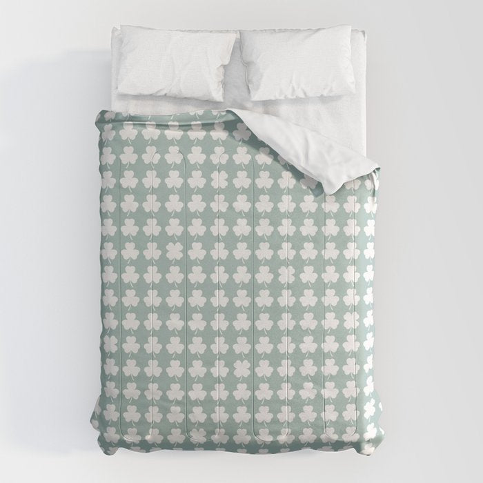 Clovers XXXI Sage Green Botanical Pattern Comforter Gallery Image 1