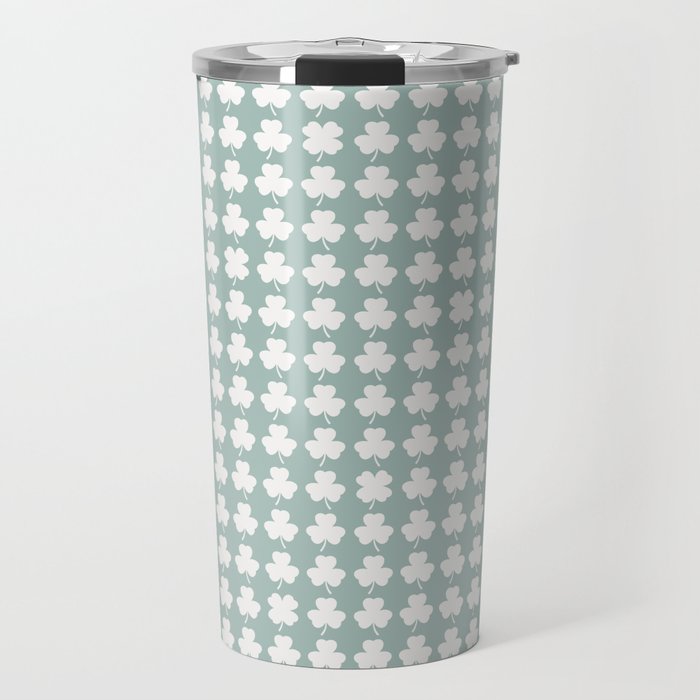 Clovers XXXI Sage Green Botanical Pattern Travel Mug Gallery Image 1