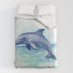 Dolphin Watercolor Sea Creature Animal Comforter Gallery Image 6