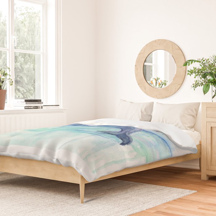 Dolphin Watercolor Sea Creature Animal Duvet Cover Gallery Image 2