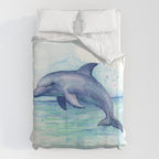 Dolphin Watercolor Sea Creature Animal Duvet Cover Gallery Image 6