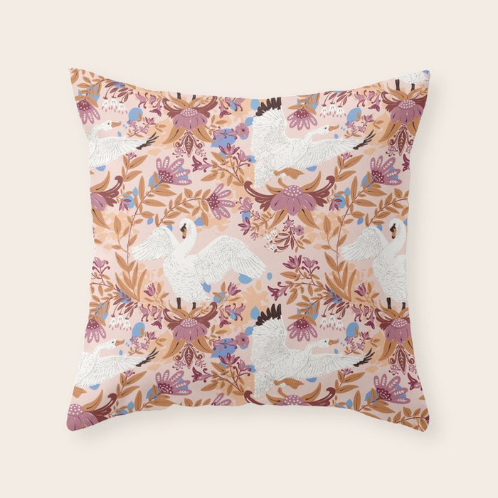 Elegant Swans in Bloom Throw Pillow Gallery Image 6