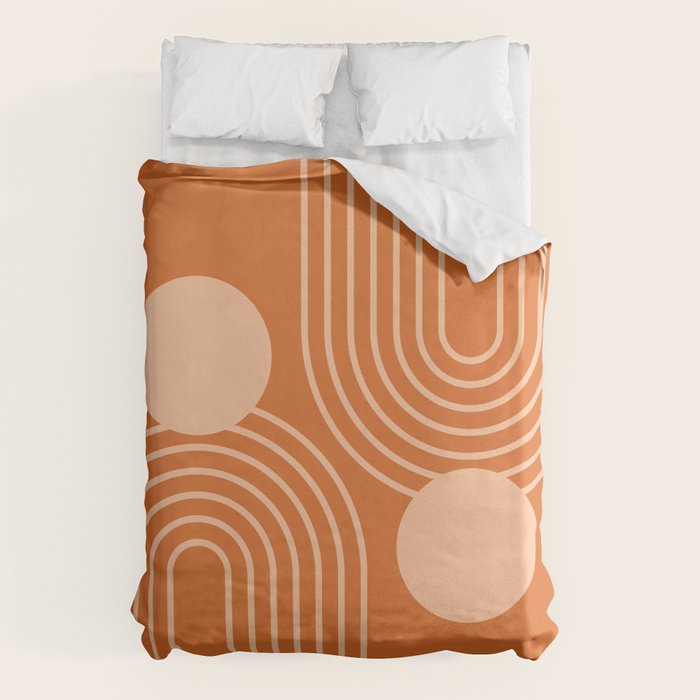Mid Century Modern Geometric 194 in Orange Shades Duvet Cover Gallery Image 6