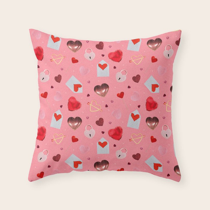 Valentine Collage Print Throw Pillow Gallery Image 1