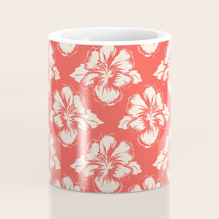 Red tropical summer flower art pattern Coffee Mug Gallery Image 4