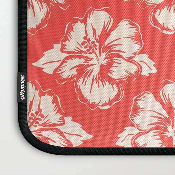 Red tropical summer flower art pattern Laptop Sleeve Gallery Image 3