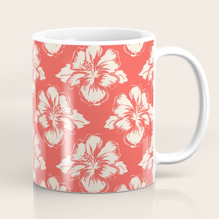 Red tropical summer flower art pattern Coffee Mug Gallery Image 1