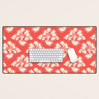 Red tropical summer flower art pattern Desk Mat Gallery Image 1