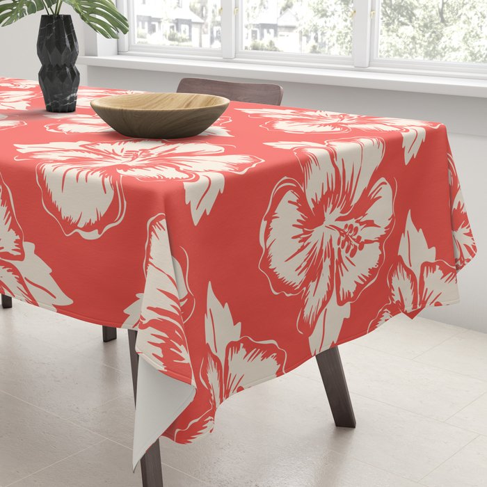 Red tropical summer flower art pattern Tablecloth Gallery Image 3