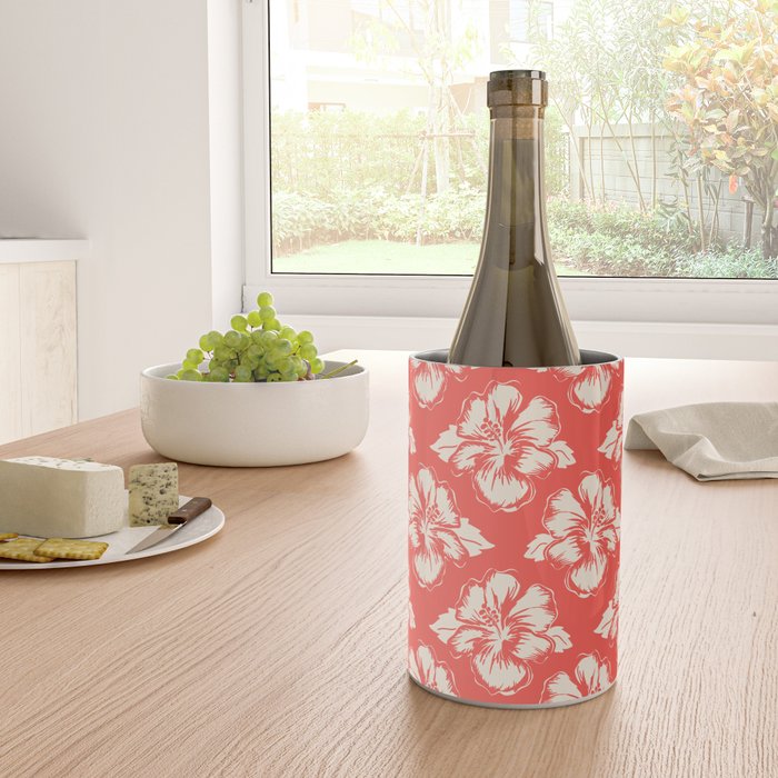 Red tropical summer flower art pattern Wine Chiller Gallery Image 4