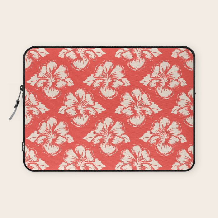 Red tropical summer flower art pattern Laptop Sleeve Gallery Image 1