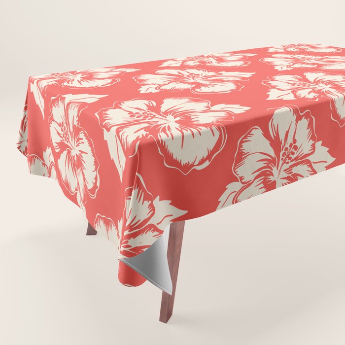 Red tropical summer flower art pattern Tablecloth Gallery Image 1