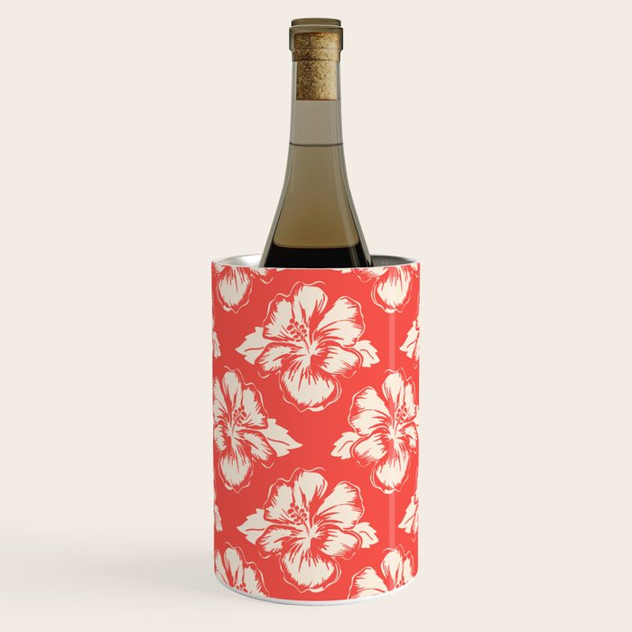 Red tropical summer flower art pattern Wine Chiller Gallery Image 1