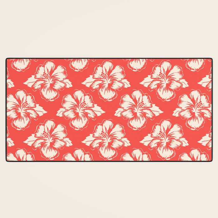 Red tropical summer flower art pattern Desk Mat Gallery Image 3
