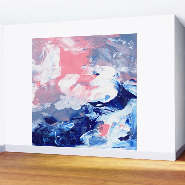 Ejaaz Haniff Abstract Acrylic Palette Knife Painting Blue Pink: 'Summer Storm' Wall Mural Gallery Image 2