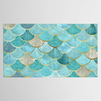 Moroccan Mermaid Fish Scale Pattern, Aqua,Teal Tablecloth Gallery Image 2
