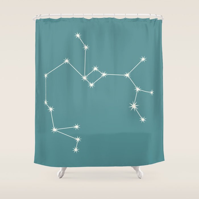 Sagittarius Zodiac Star Constellation Line Art Teal Shower Curtain Gallery Image 1