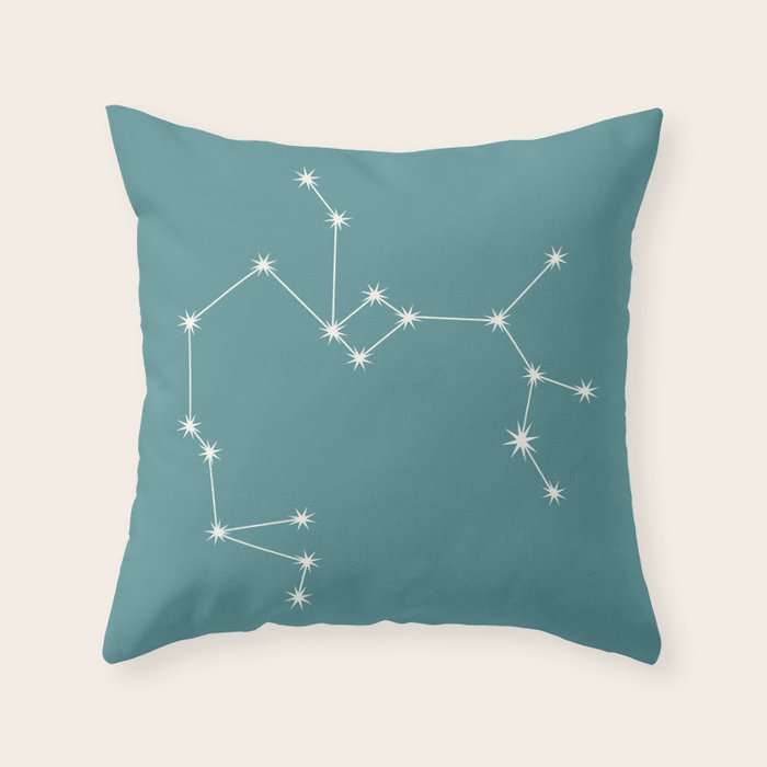 Sagittarius Zodiac Star Constellation Line Art Teal Throw Pillow Gallery Image 6