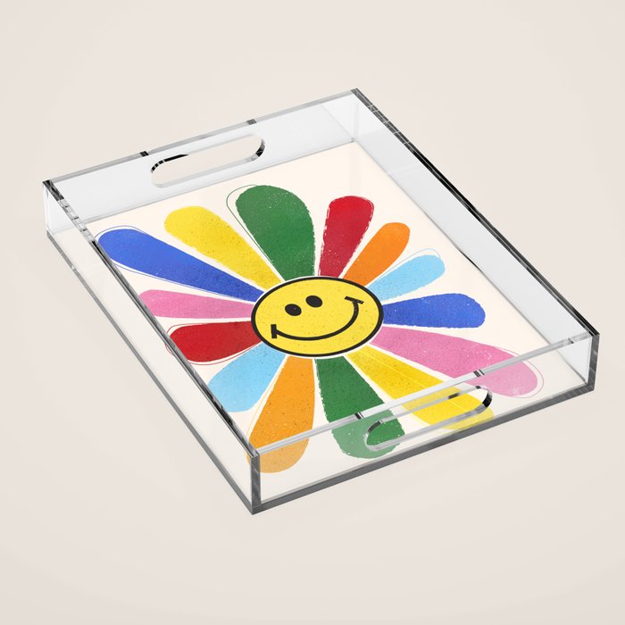Smiley Hippie Daisy Acrylic Tray Gallery Image 1