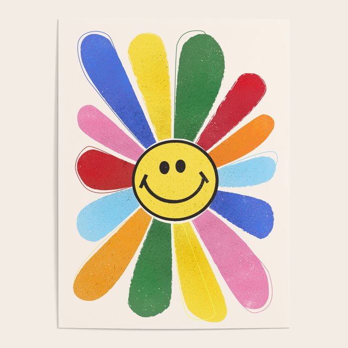 Smiley Hippie Daisy Poster Gallery Image 1