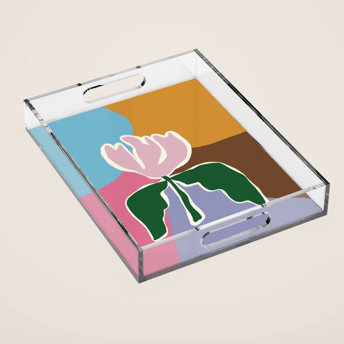 Retro minimal flower II Acrylic Tray Gallery Image 1
