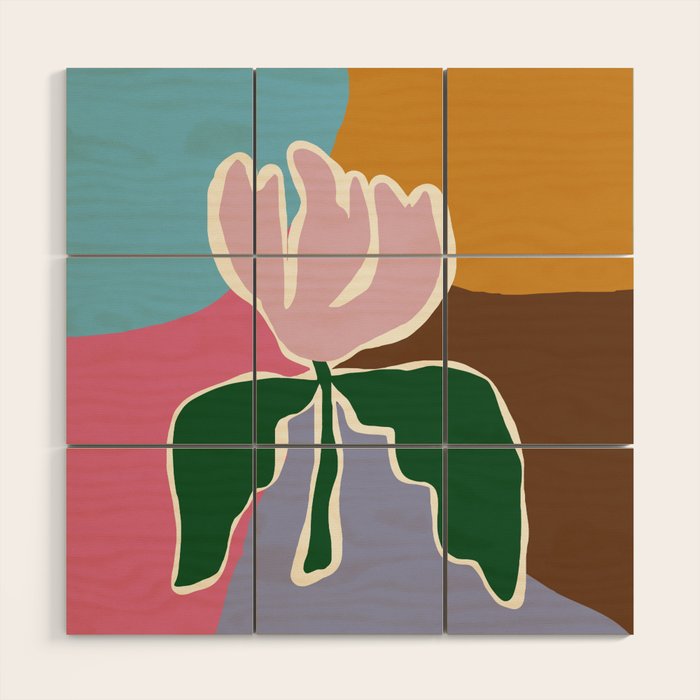 Retro minimal flower II Wood Wall Art Gallery Image 1