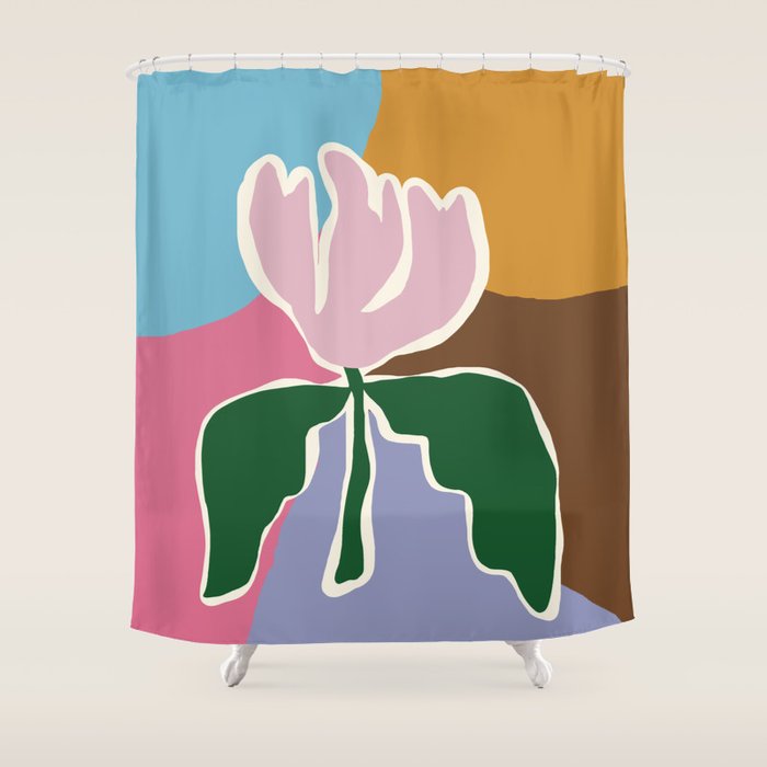 Retro minimal flower II Shower Curtain Gallery Image 1