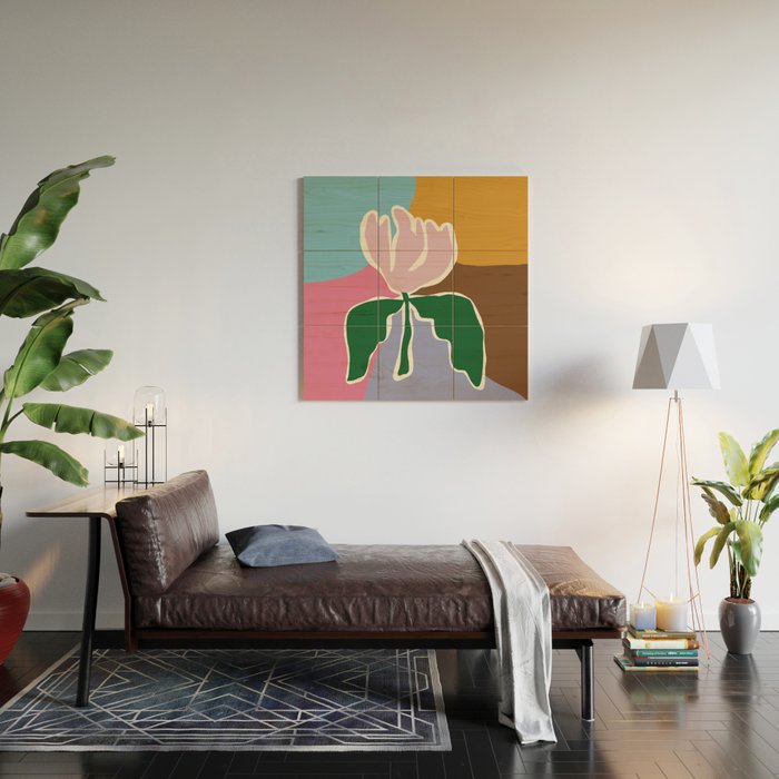 Retro minimal flower II Wood Wall Art Gallery Image 2
