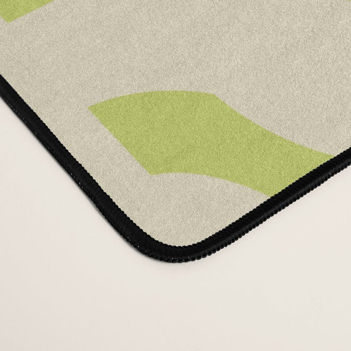 Mid Century Modern Loop Pattern in Light Lime Linden Green and Cream Beige Desk Mat Gallery Image 4