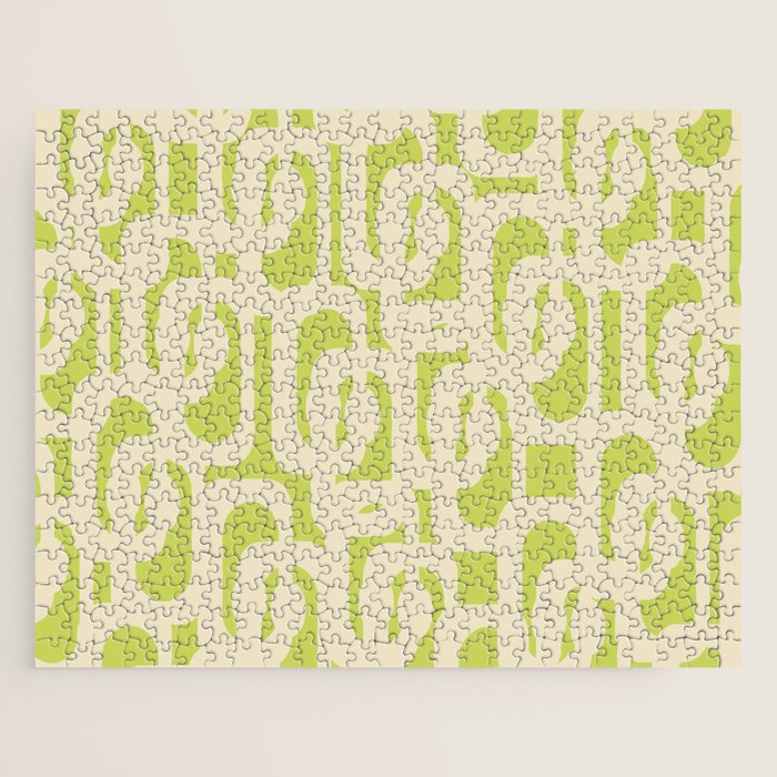 Mid Century Modern Loop Pattern in Light Lime Linden Green and Cream Beige Jigsaw Puzzle Gallery Image 1