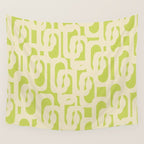 Mid Century Modern Loop Pattern in Light Lime Linden Green and Cream Beige Wall Tapestry Gallery Image 4
