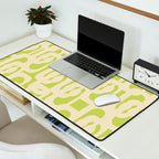 Mid Century Modern Loop Pattern in Light Lime Linden Green and Cream Beige Desk Mat Gallery Image 2