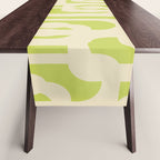 Mid Century Modern Loop Pattern in Light Lime Linden Green and Cream Beige Table Runner Gallery Image 1