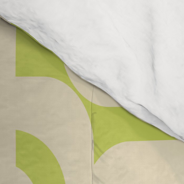Mid Century Modern Loop Pattern in Light Lime Linden Green and Cream Beige Comforter Gallery Image 4