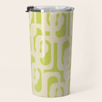 Mid Century Modern Loop Pattern in Light Lime Linden Green and Cream Beige Travel Mug Gallery Image 3
