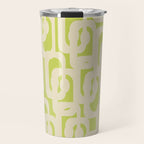Mid Century Modern Loop Pattern in Light Lime Linden Green and Cream Beige Travel Mug Gallery Image 1