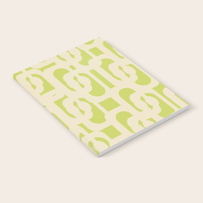 Mid Century Modern Loop Pattern in Light Lime Linden Green and Cream Beige Notebook Gallery Image 2